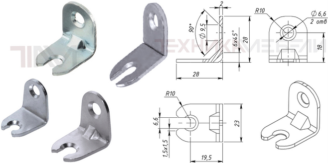 23102 Уголок металлический с отверстием и вырезом